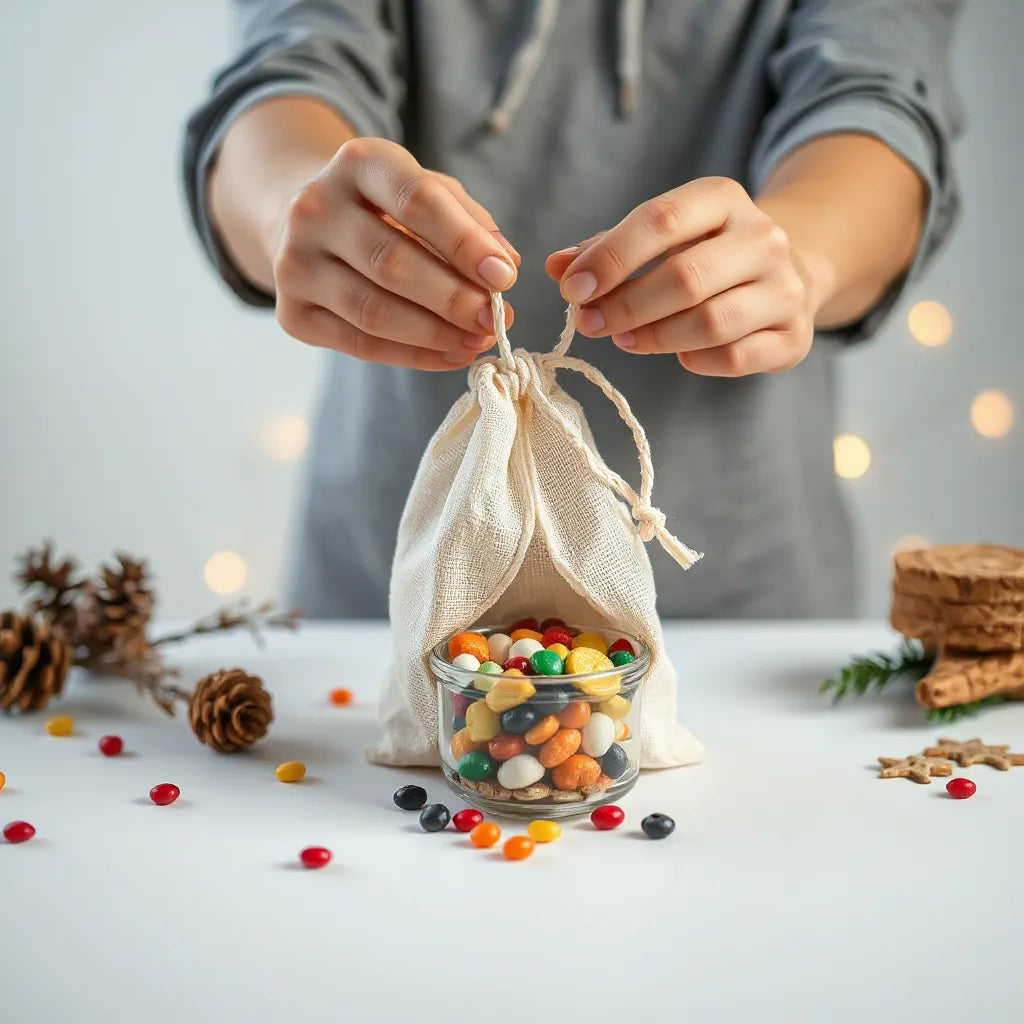 Hands holding a mystery scoop container with colorful surprises ready to reveal